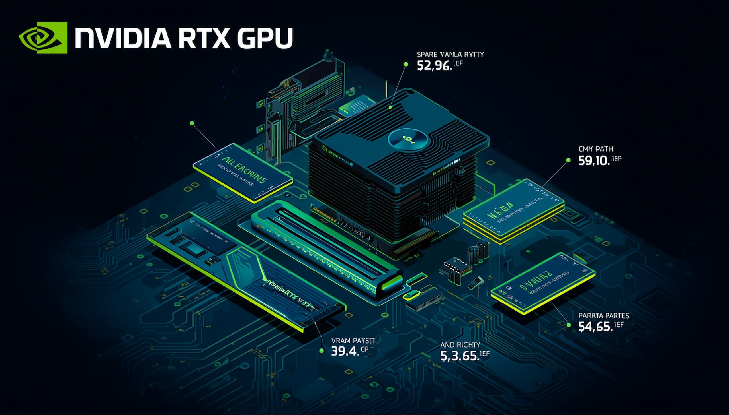 NVIDIA sparepart price comparison chart showing RTX 50 series GPU components and cooling parts in 2026