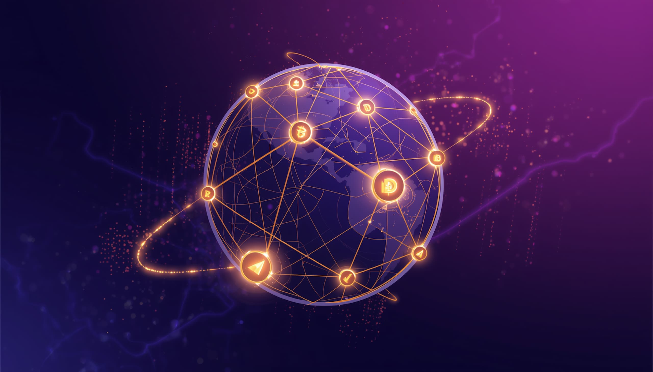 Web3 future of internet illustrated with blockchain nodes, decentralized network, and glowing data streams in 2026