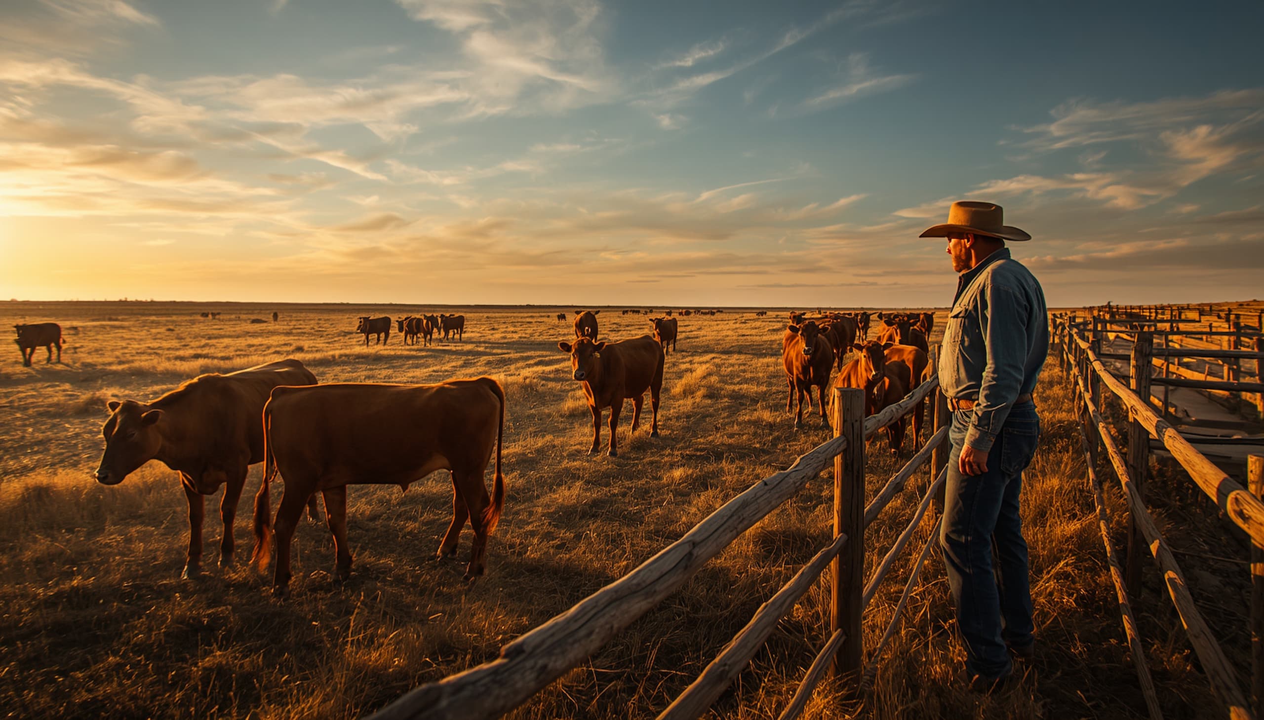 Cow-calf producers checking cattle herd on a dry US ranch during the 2026 cattle supply crisis