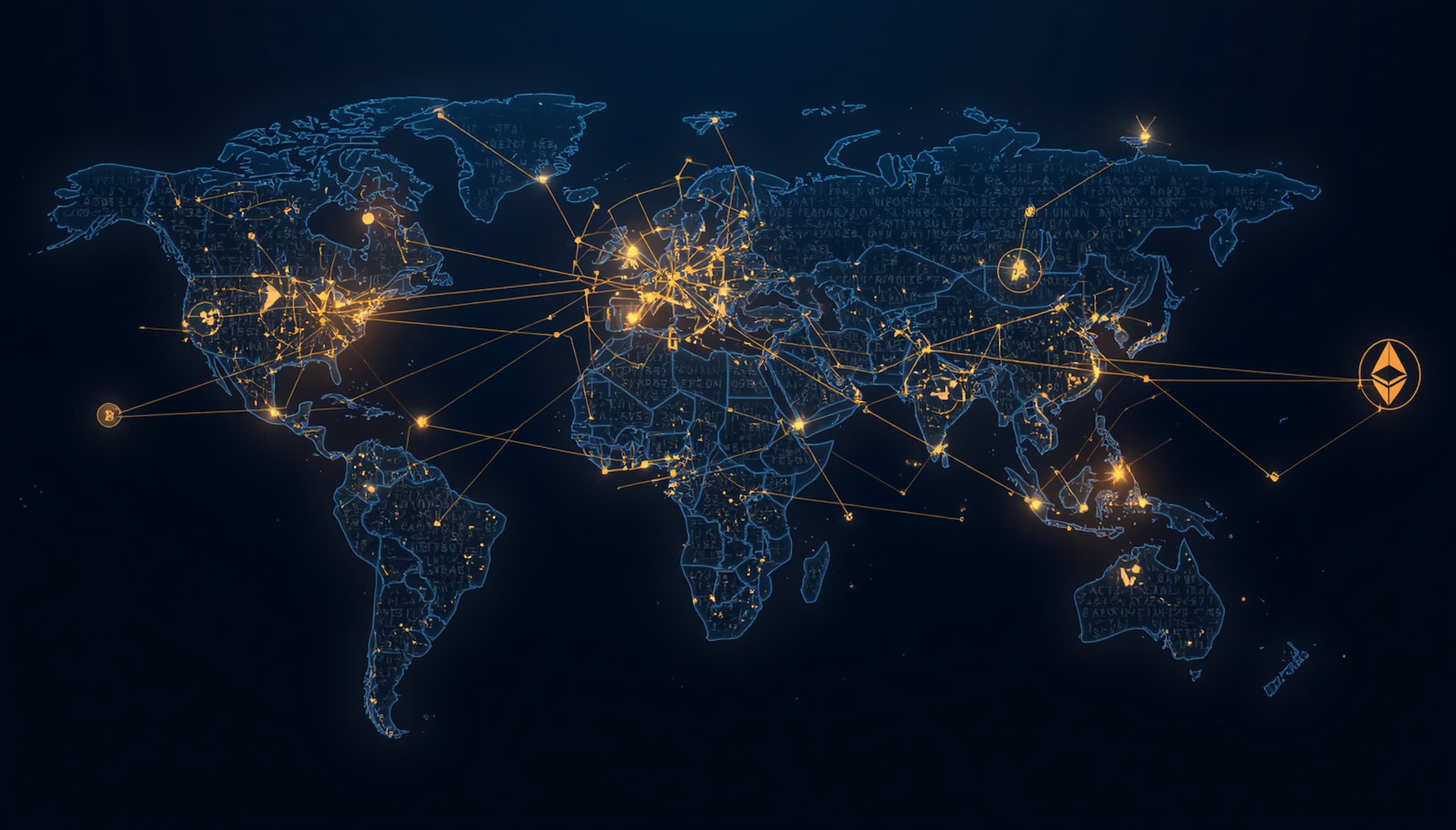 World map highlighting countries that have fully legalized crypto in 2026 with glowing digital currency symbols, blue and gold tones